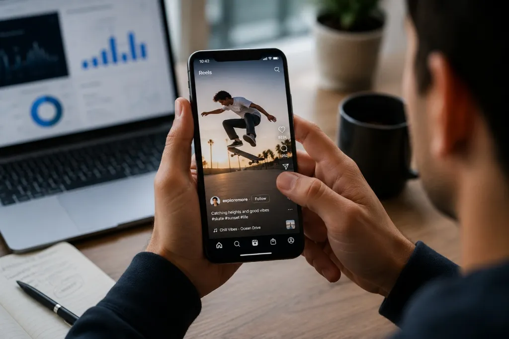 User engaging with short-form video content like Instagram Reels or TikTok